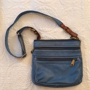 Beautiful blue over the shoulder Fossil bag